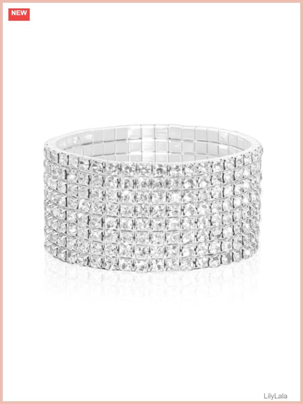 8 Row Rhinestone Stretch Bracelet Sparkling Bridal Wedding Party Jewelry